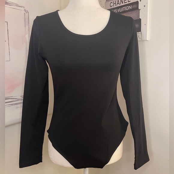Mangopop Tops - Mangopop Long Sleeve Bodysuit Black Size Medium